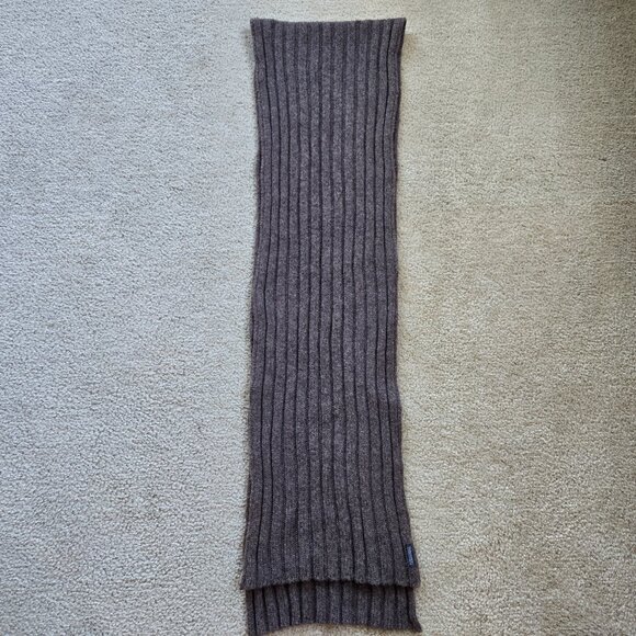 Brown Ribbed Lambswool Scarf made in Ireland - Picture 7 of 9
